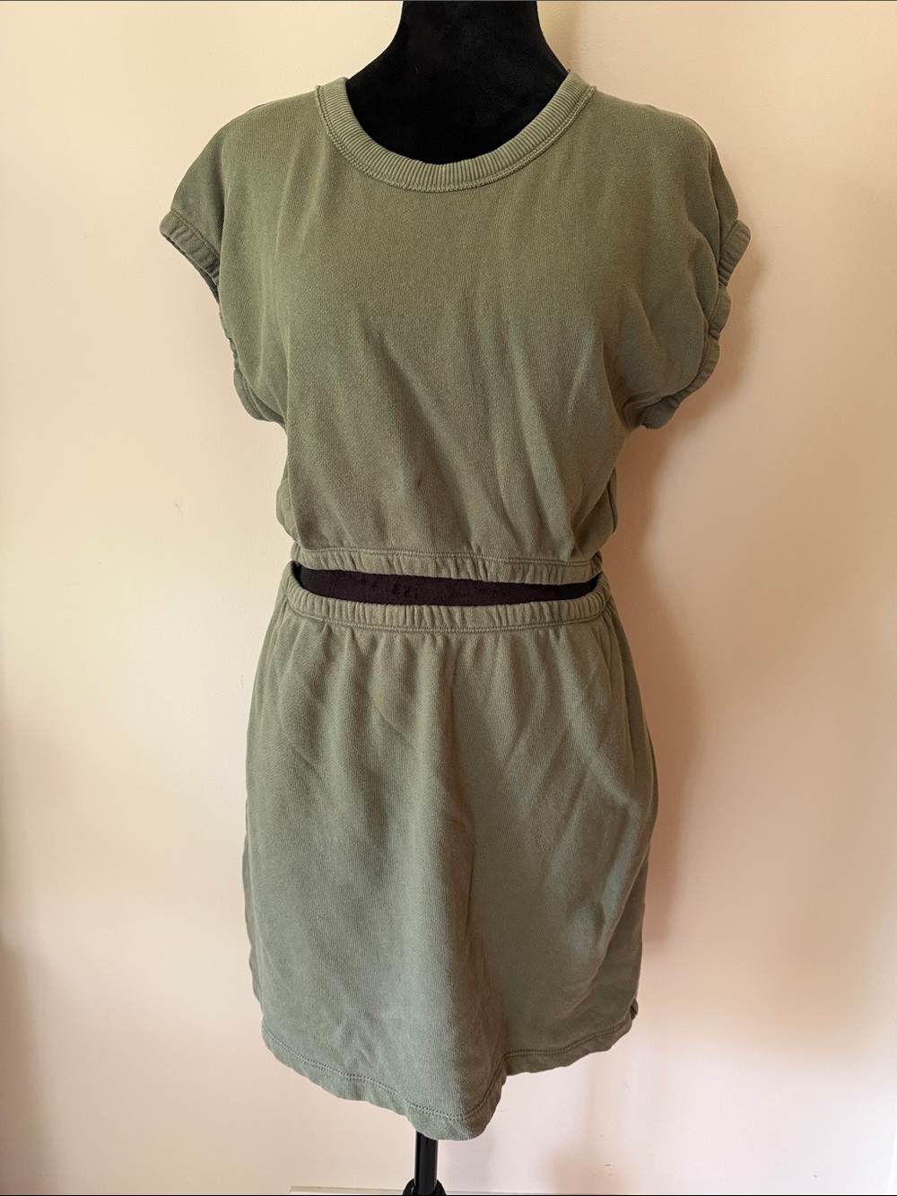 Offline by Aerie Olive Green Casual Short Sleeve Sweatshirt Dress